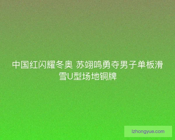 中国红闪耀冬奥 苏翊鸣勇夺男子单板滑雪U型场地铜牌