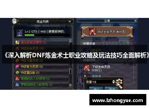 《深入解析DNF炼金术士职业攻略及玩法技巧全面解析》